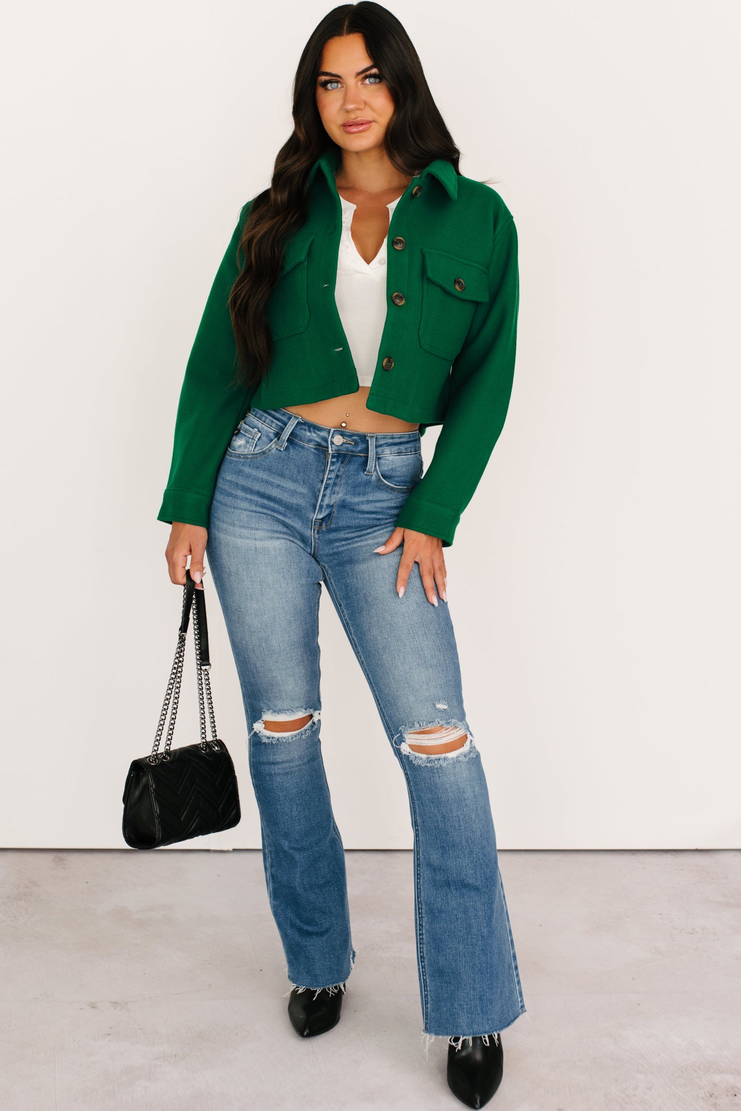 Soft But Savage Fleece Crop Jacket (Green)