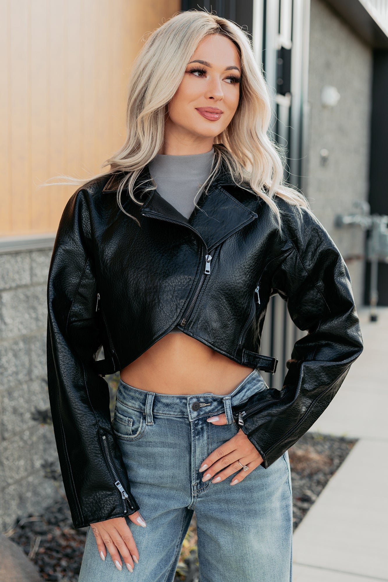 Savage Love Faux Leather Crop Jacket (Black)