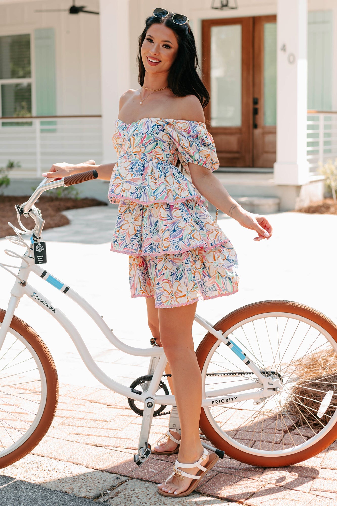 Vibrant Voyage Tiered Printed Mini Dress (Multi)