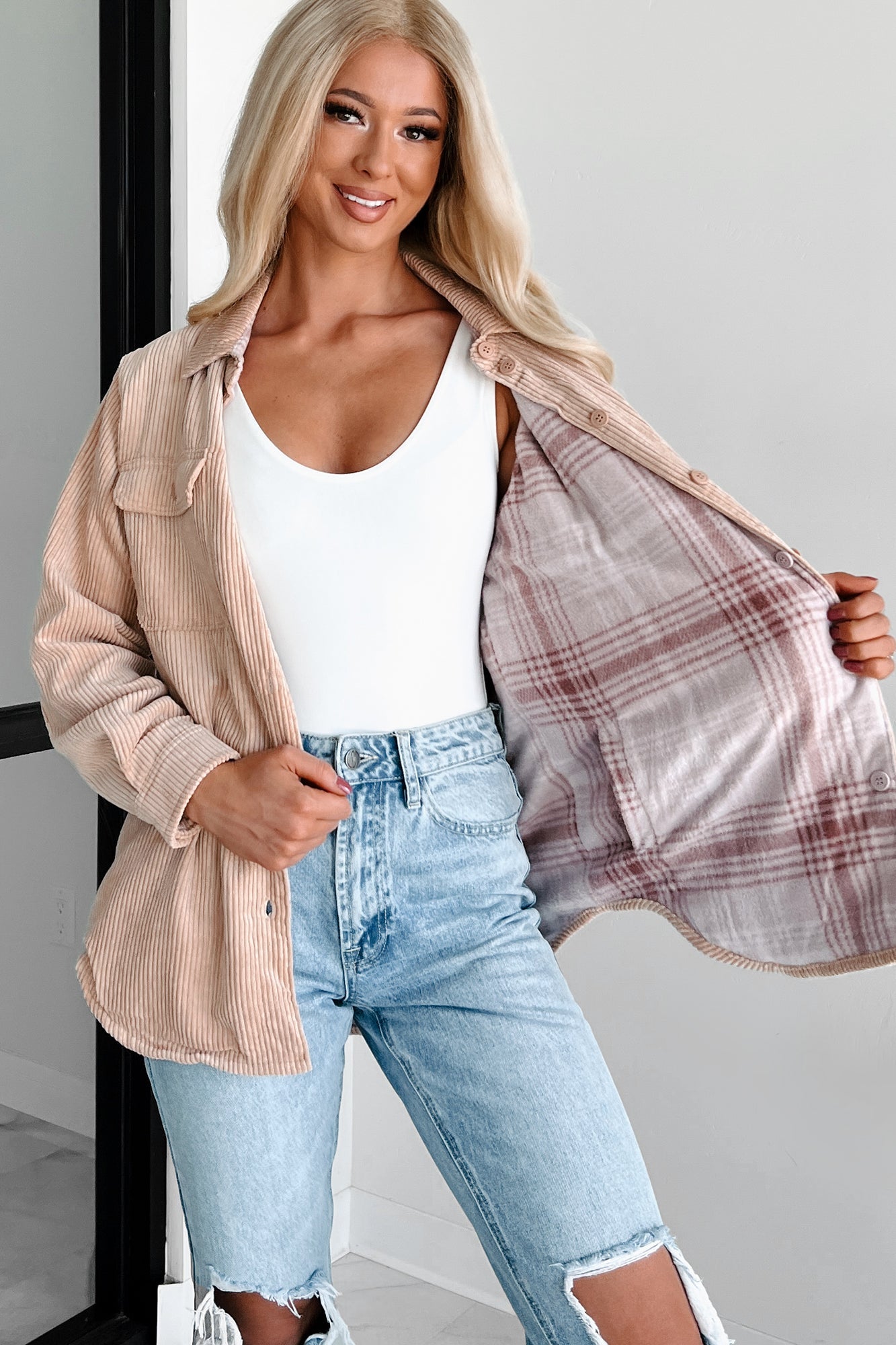 When The Leaves Turn Reversible Corduroy Jacket (Camel)