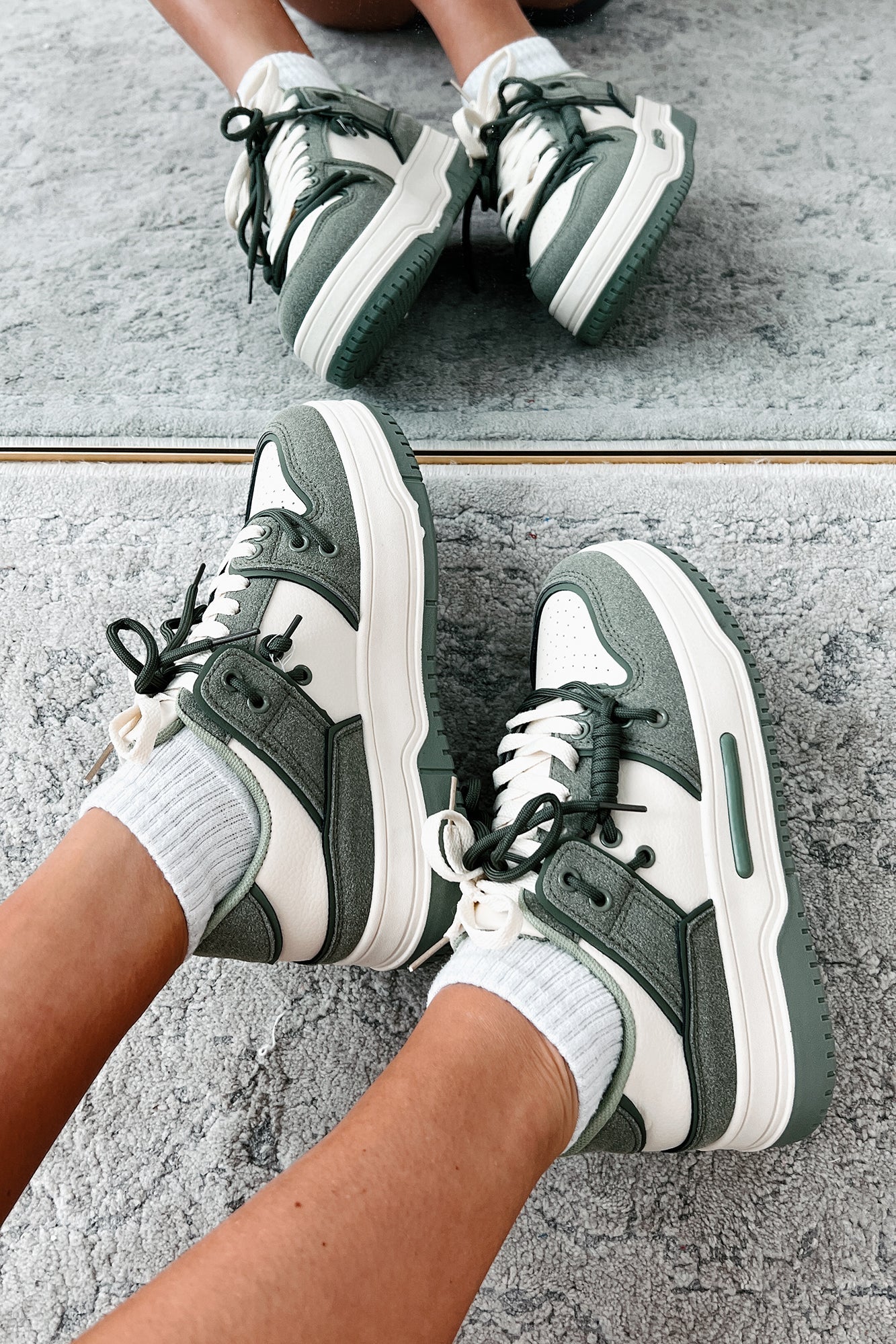 Two Way Street Platform Sneakers (Olive)
