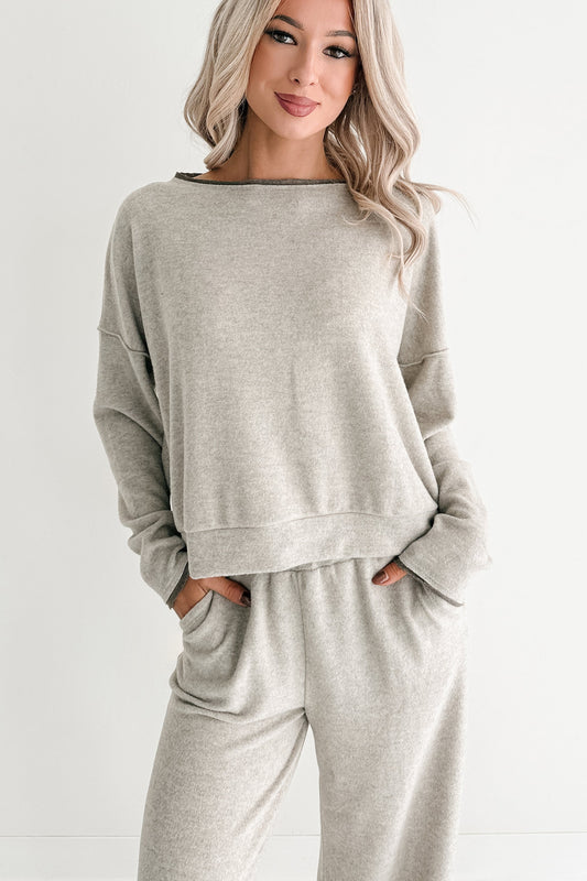 Woolen Wishes Contrast Trim Sweater (Heather Taupe)