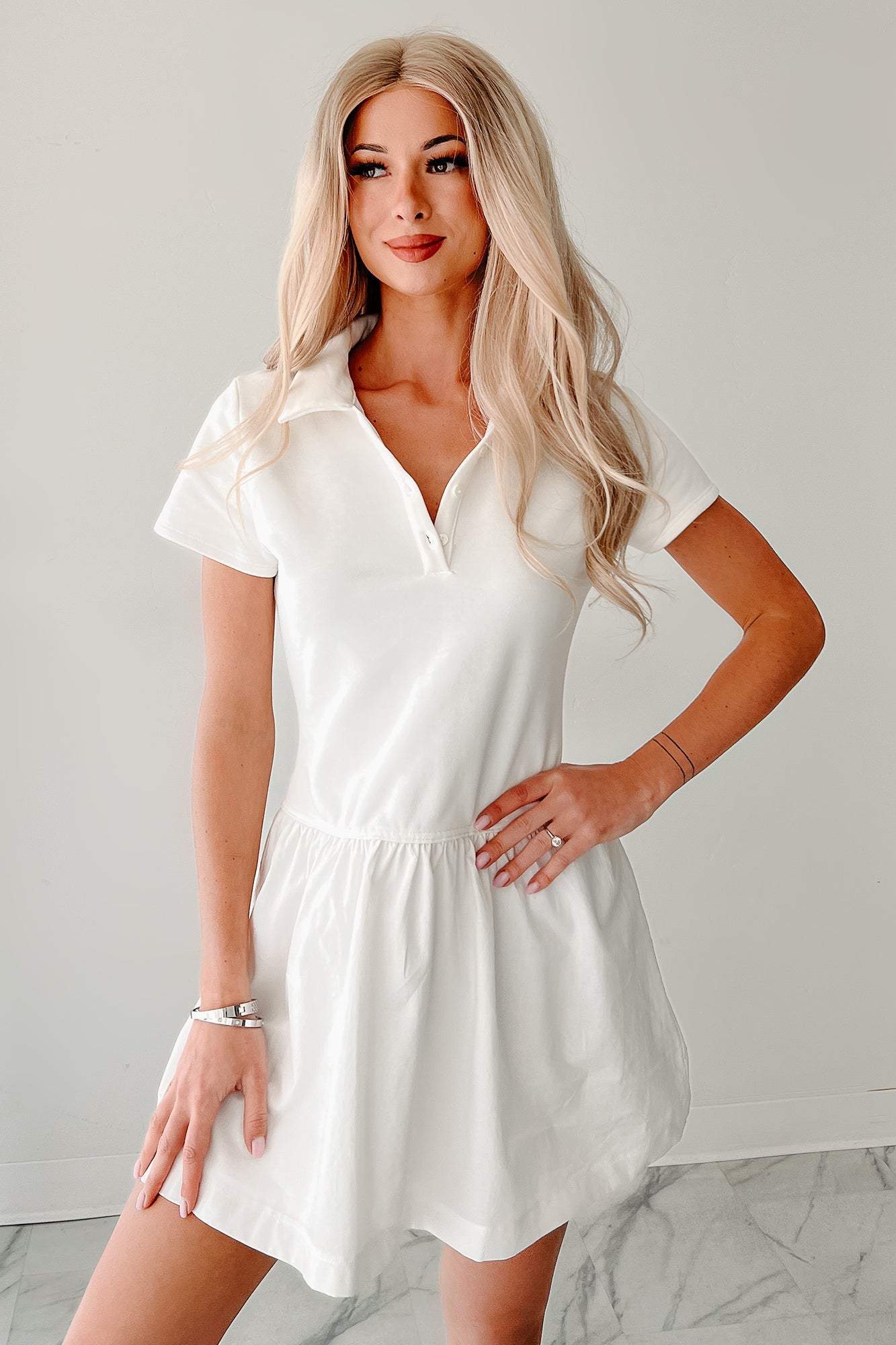 Winner Takes It All Active Mini Dress (White)