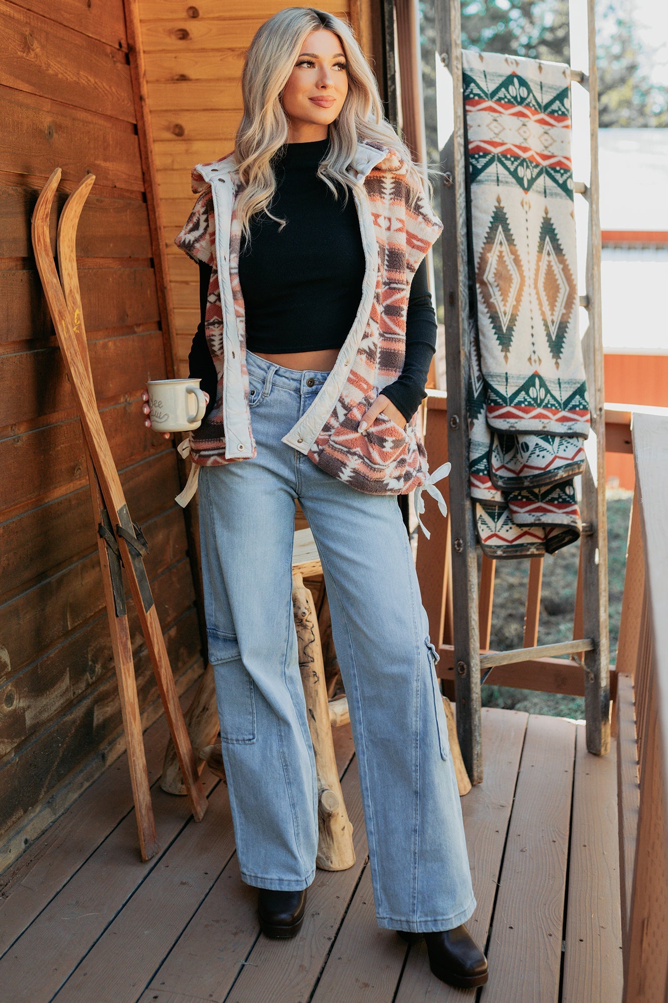 Lost In Motion Fleece Button-Up Vest (Rust/Multi)