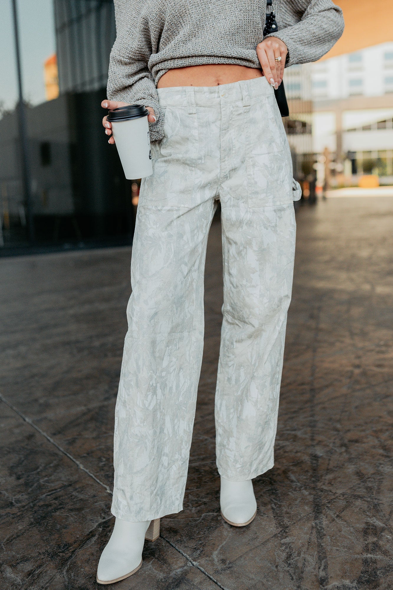 True Authority High Rise Wide Leg Pants (Camo)